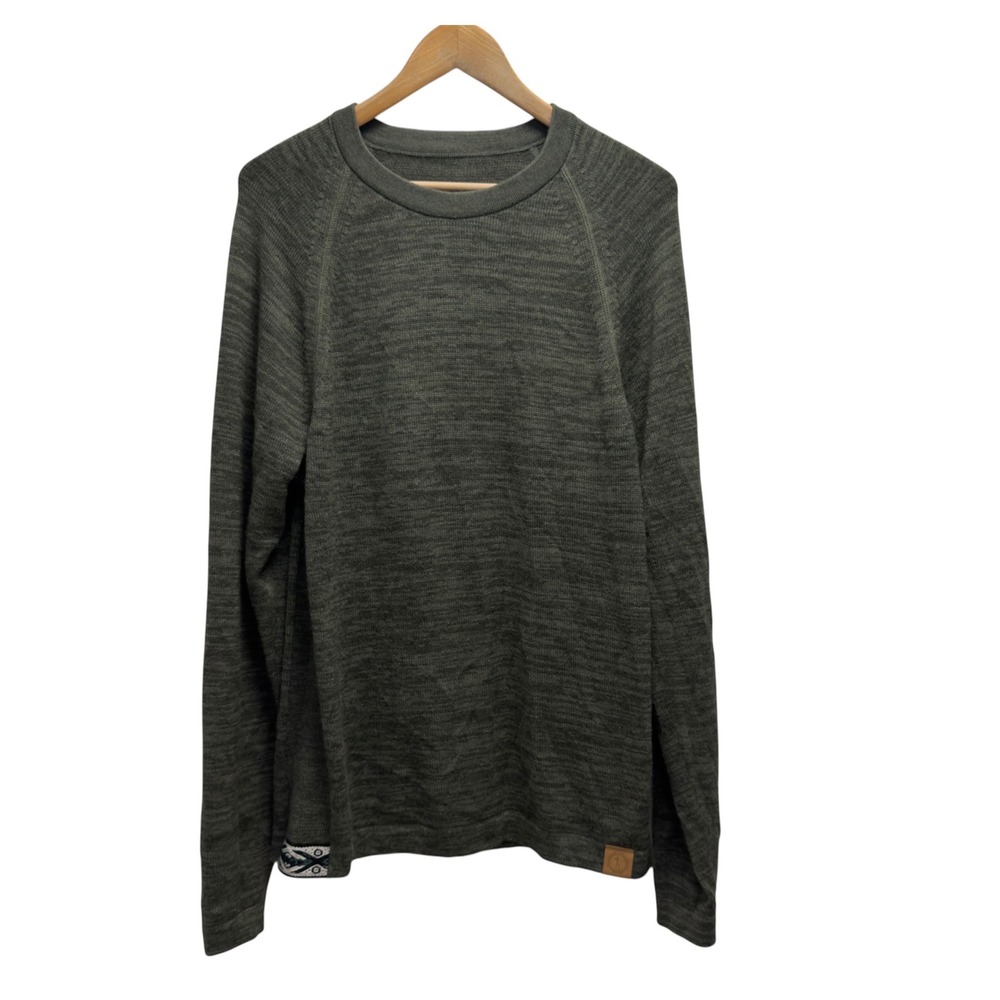 Paka Men's Medium Green Heathered Royal Alpaca Nylon Knit Crewneck Sweater euc